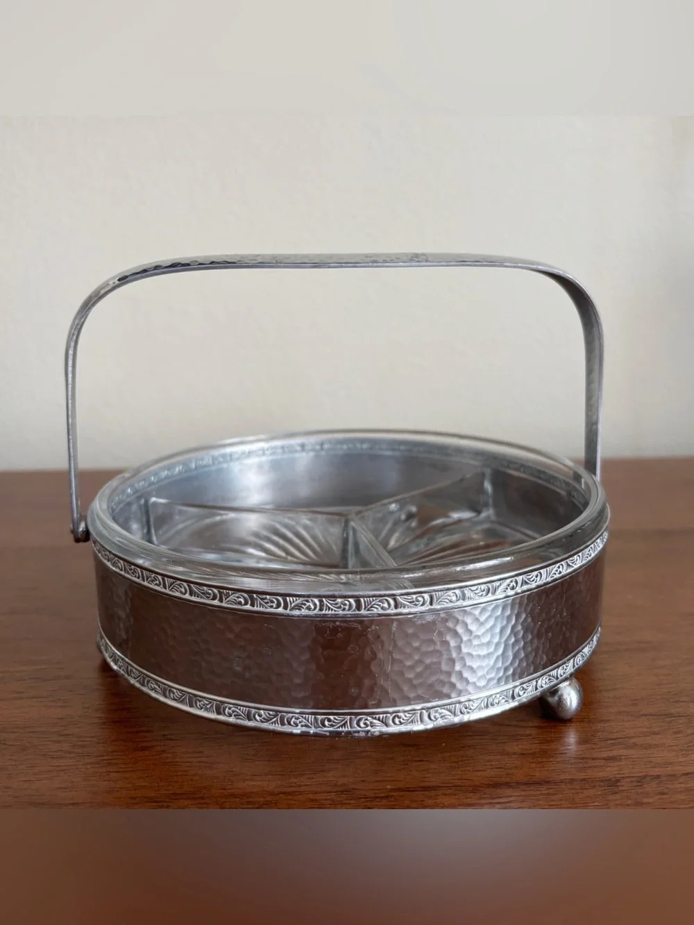 Vintage Divided Glass Relish Candy Dish W. M. MTS.  4054